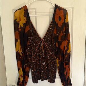 Floral V-Neck Women's Top